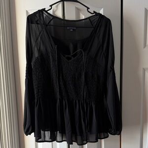 American Eagle Outfitters Black Sheer Blouse